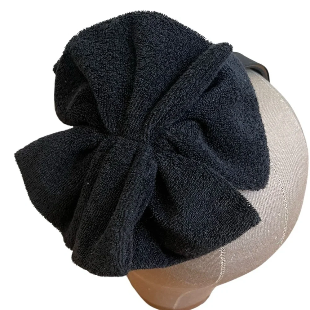 4/$25 Black Terry Cloth Bow Headband